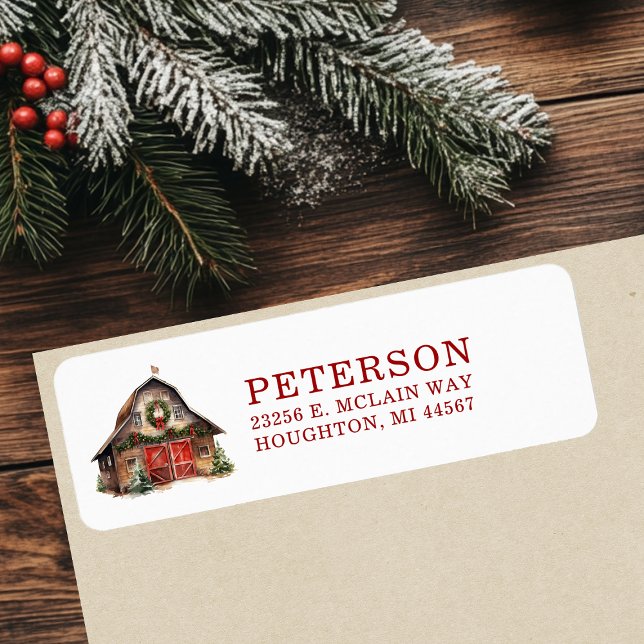 Rustic Christmas Barn Return Address (Creator Uploaded)
