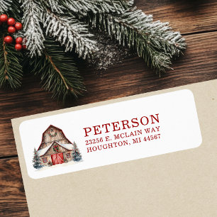 Rustic Christmas Barn Return Address