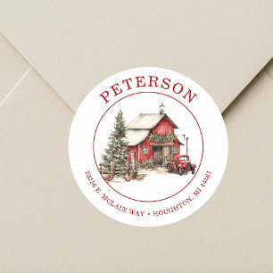 Rustic Christmas Barn Return Address Labels