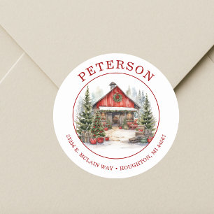 Rustic Christmas Barn Return Address Labels