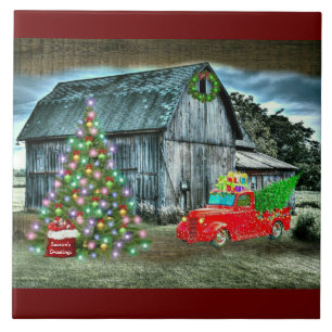 Rustic Christmas Barn Truck Christmas Tree at Farm Tile