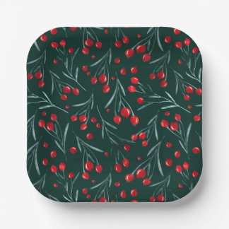 Rustic Christmas Berry Paper Plate – Holiday Party