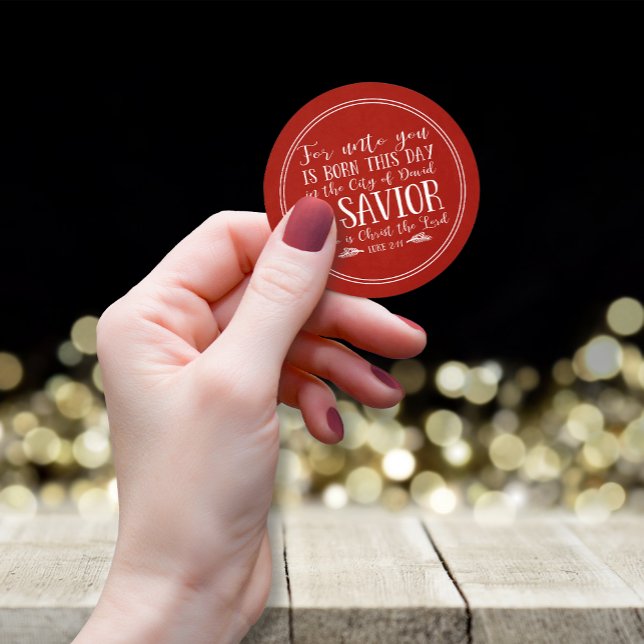 Rustic Christmas Bible Verse Typography Classic Round Sticker (Rustic Christmas Bible Verse Typography Classic Round Sticker)