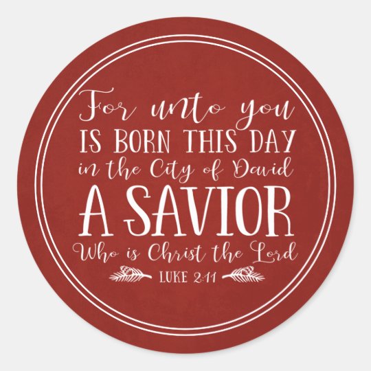 Rustic Christmas Bible Verse Typography Classic Round Sticker Zazzle