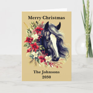 Rustic Christmas Black Horse Wreath Holiday