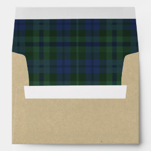 Rustic Christmas Blue Green Tartan Envelope