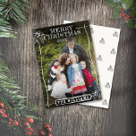 Rustic Christmas Border Family Name Family Photo Holiday Card<br><div class="desc">A modern simple Merry Christmas Border with customisable family name and family photo. Click the edit button to customise this design.</div>