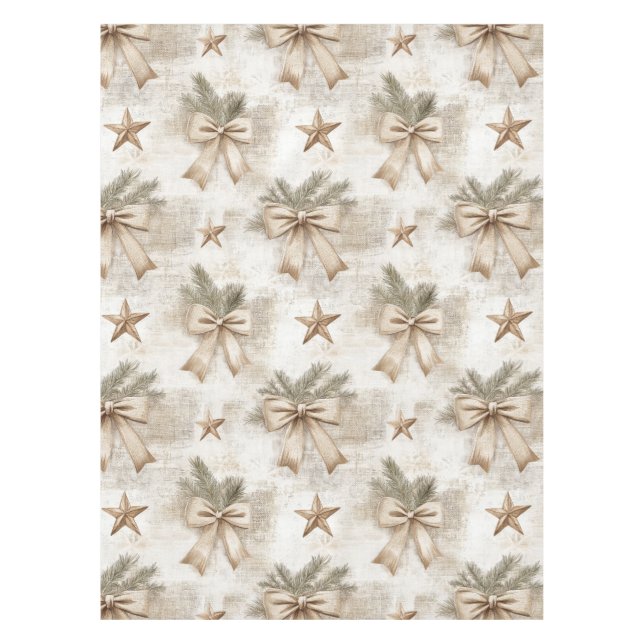 Rustic Christmas Bows Tablecloth (Front)
