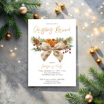 Rustic Christmas brunch pines bow berries Invitation<br><div class="desc">Rustic Christmas brunch pines bow berries invitation template Christmas brunch party invitation card template instant digital download watercolor pines red berries bow dry citrus simple Christmas party invitation cards</div>