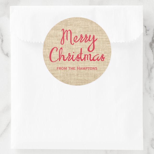 Rustic Christmas Burlap From Name Gift Stickers (Bag)