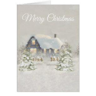 Rustic Christmas Cabin Winter Solstice Woodland