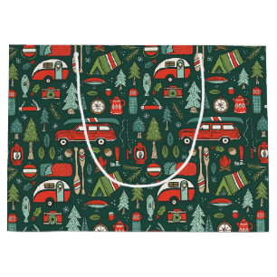 Rustic Christmas Camping Large Gift Bag