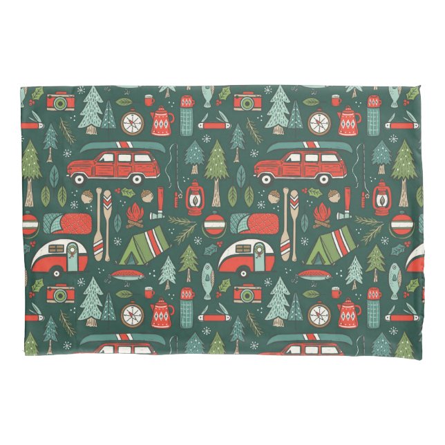 Rustic Christmas Camping Pillowcase (Front-Left)
