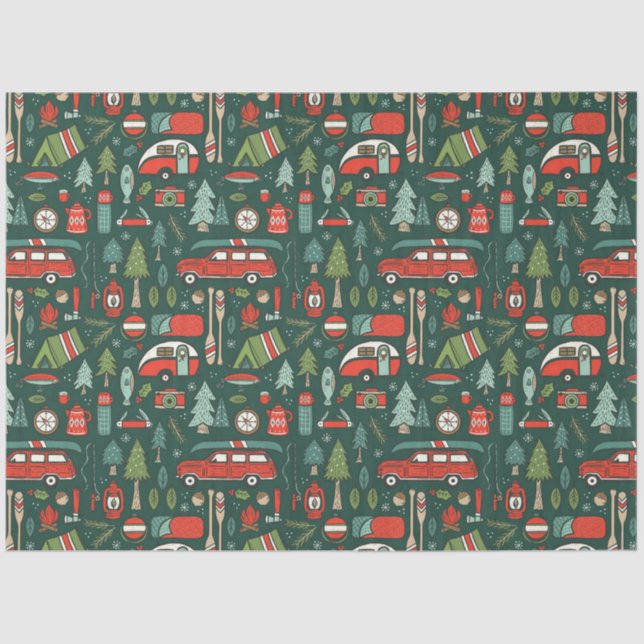 Rustic Christmas Camping Tissue Paper (Front)