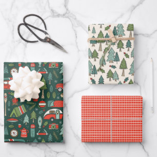 Rustic Christmas Camping Wrapping Paper Sheet