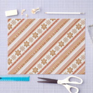 Rustic Christmas Candy Cane & Gingerbread Pattern Tissue Paper