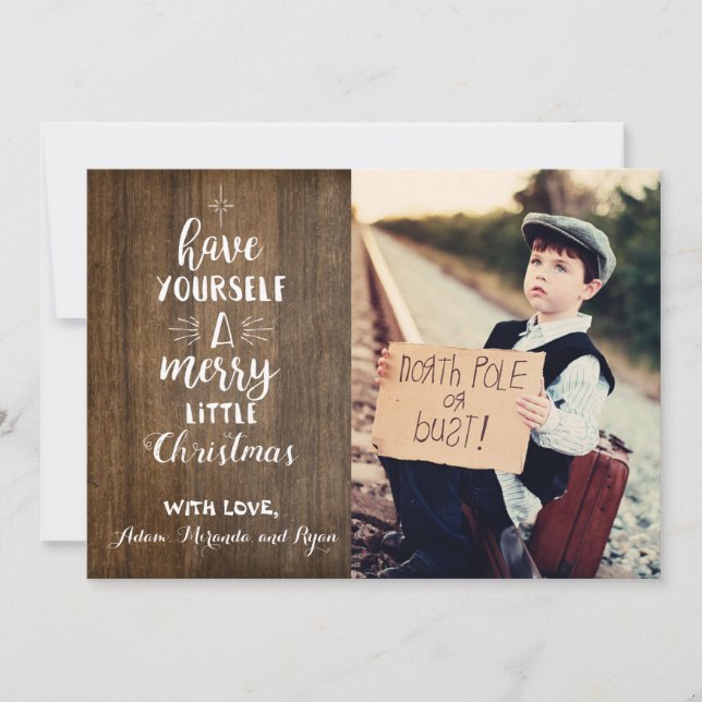 Rustic Christmas card with photo (Front)