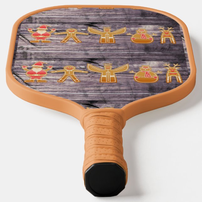 Rustic Christmas characters pattern Pickleball Paddle (Laydown)