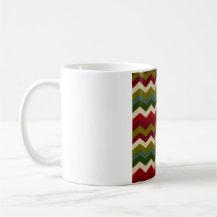 Rustic Christmas Chevron – Red Green & Cream Zigza Coffee Mug