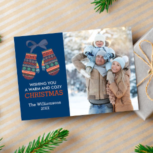 Rustic Christmas Colourful Mittens Holiday Photo