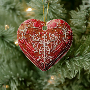 Rustic Christmas Cookie Decorated Holiday Ceramic Tree Decoration