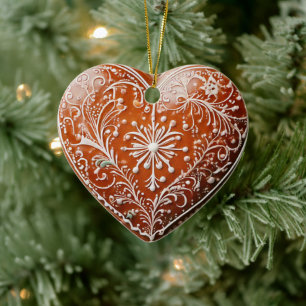 Rustic Christmas Cookie Decorated Holiday Ceramic Tree Decoration