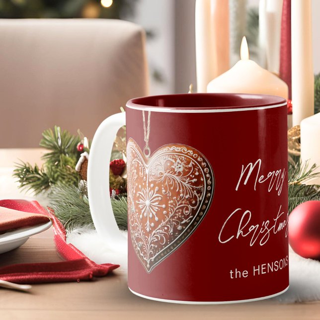 Rustic Christmas Cookie Decorated Traditional Two-Tone Coffee Mug (Creator Uploaded)