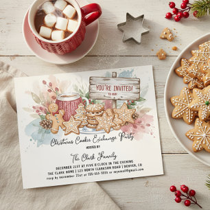 Rustic Christmas Cookie Exchange Party Design Invitation