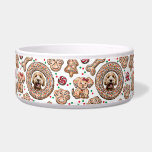 Rustic Christmas Cookies Feeding Bowl for Dogs