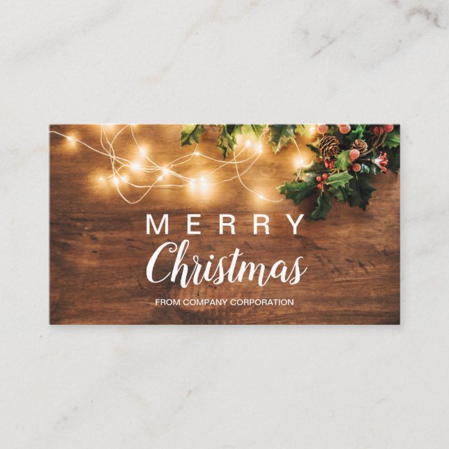 Rustic Christmas country corporate mistletoe wish Business Card (Front)