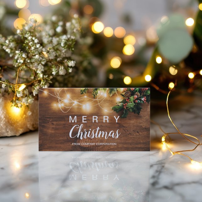 Rustic Christmas country corporate mistletoe wish Business Card (Rustic Christmas country corporate mistletoe wish Business Card)
