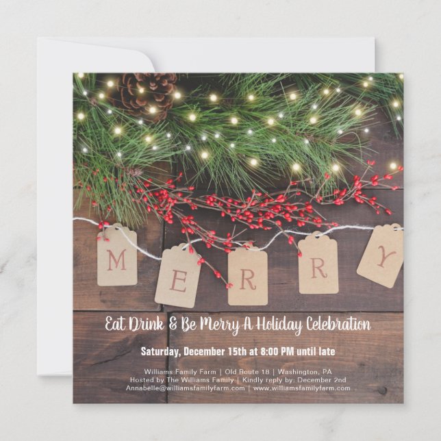 Rustic Christmas Country Holiday Party Invitation (Front)