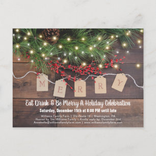 Rustic Christmas Country Holiday Party Invitation Postcard