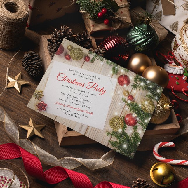 Rustic Christmas Decoration Party Invitation (Creator Uploaded)