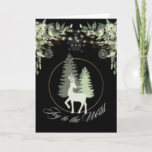 Rustic Christmas Deer winter scenery trees Card