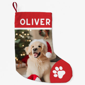 Rustic Christmas dog lover pet photo script name Small Christmas Stocking