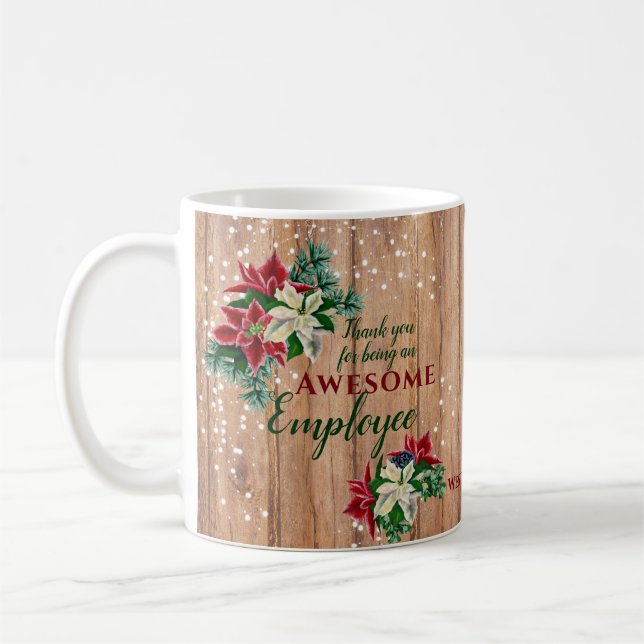 Rustic Christmas Employee Appreciation Floral Coffee Mug (Left)