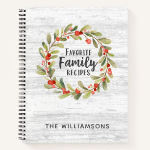 Rustic Christmas Family Recipe Book Cookbook