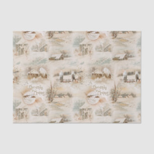 Rustic Christmas Farmsteads in Winter Tissue Paper