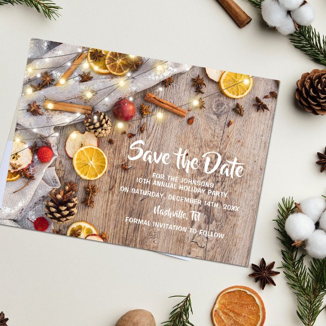 Rustic Christmas Festive Holiday Party Announcement Postcard (Creator Uploaded)