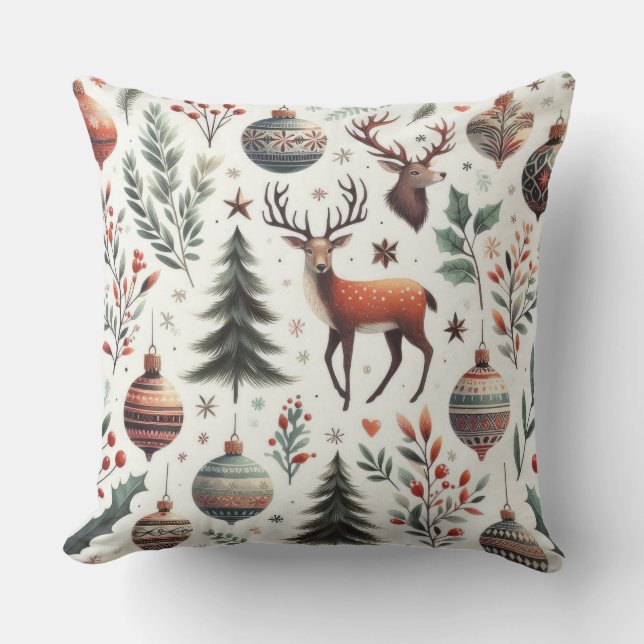 Rustic Christmas Forest Cushion (Front)