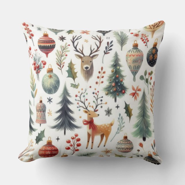 Rustic Christmas Forest Cushion (Front)