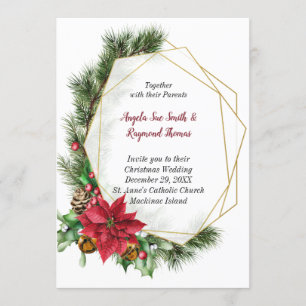 Rustic Christmas Geometric Wedding Invitation