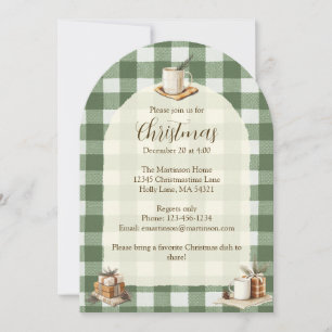 Rustic Christmas Gifts Mugs Green Gingham Arch Invitation