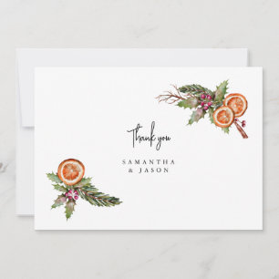 Rustic Christmas Greenery Spice Wedding Thank You Card