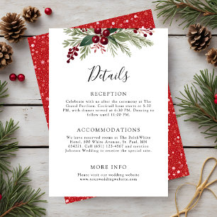 Rustic Christmas Greenery Wedding  Enclosure Card