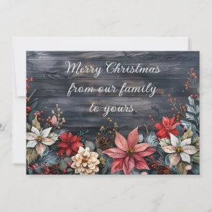 Rustic Christmas Greeting Card with Poinsettia
