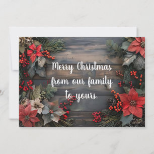 Rustic Christmas Greeting Card with Poinsettia