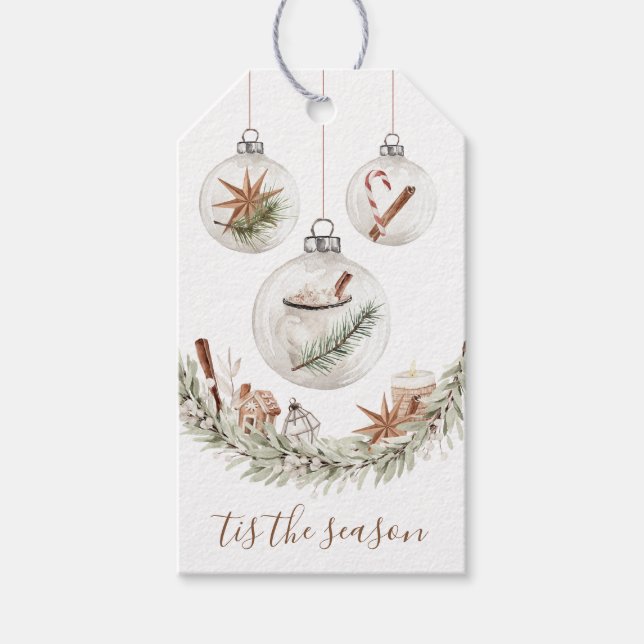 Rustic Christmas Hanging Ornaments Gift Tag (Front)