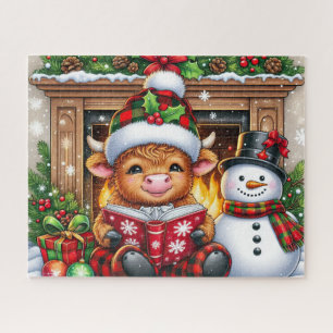 Rustic Christmas Highland Cow Jigsaw Puzzle